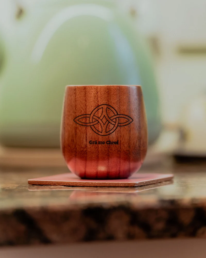 Grá Mo Chroí - Love Of My Heart | Irish Ogham Engraved Wooden Cup | Shannon Liddy