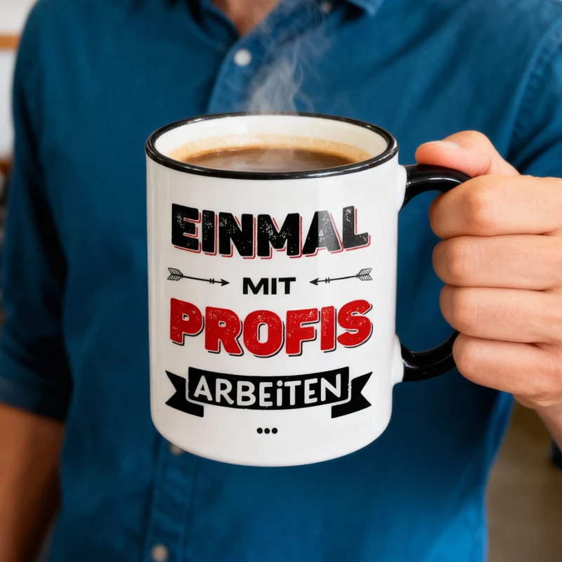 Lustige Tasse für Kollegen mit Spruch 'Einmal mit Profis arbeiten' | Keramiktasse 300 ml