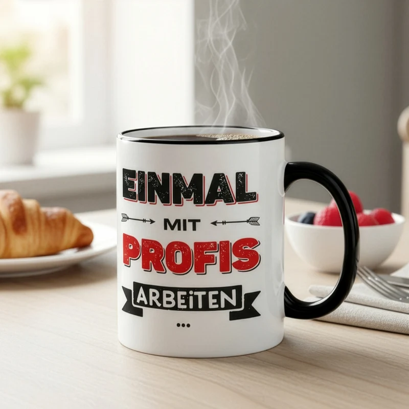 Lustige Tasse für Kollegen mit Spruch 'Einmal mit Profis arbeiten' | Keramiktasse 300 ml