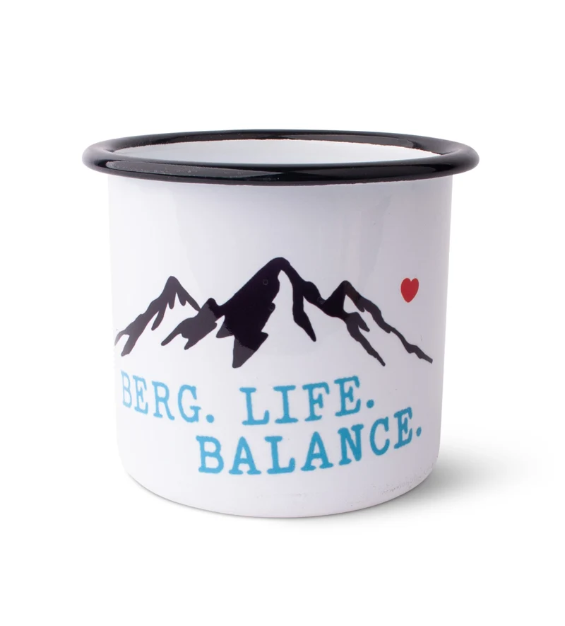 Emaille-Haferl "Berg. Life. Balance."