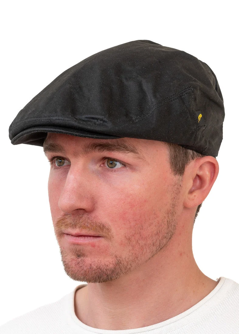Hatman Black Wax Flat Cap | Irish Heritage Style