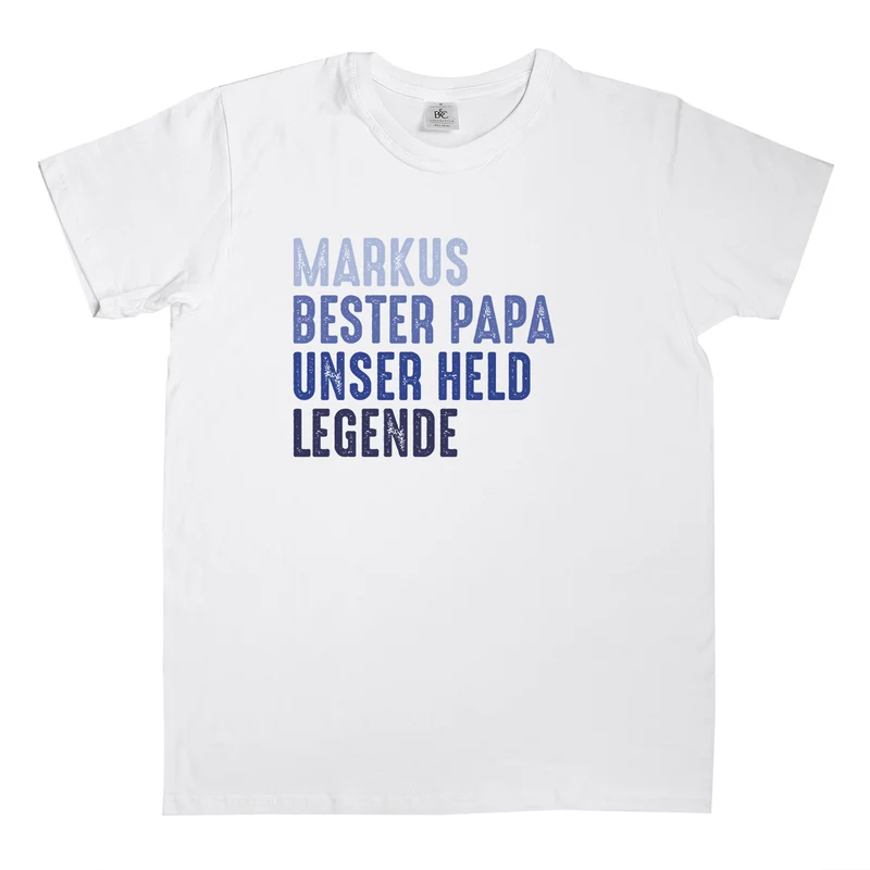T-Shirt für Männer zum Vatertag, Geburtstag & Co. | personalisiert mit Wunschtext | Weiß