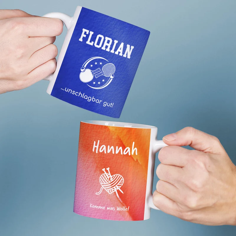 Personalisierbare Tasse mit Name & Text | Hobby-Motive