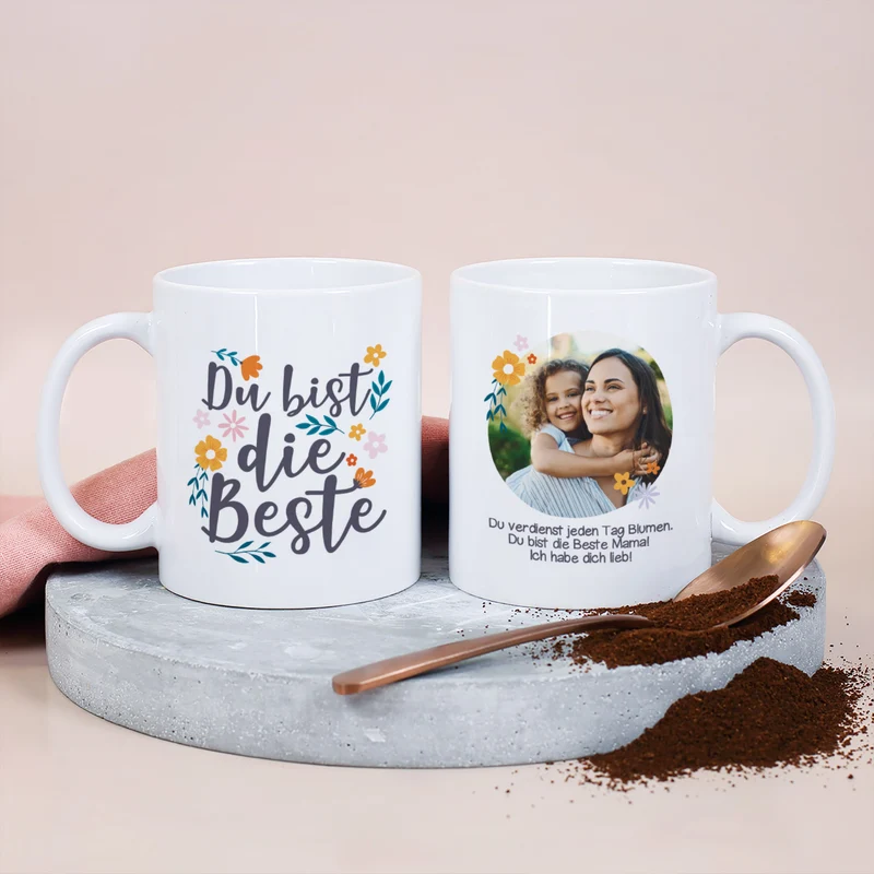 Personalisierte Fototasse für Mama, Oma oder Freundin | Du bist die Beste | Muttertagsgeschenk
