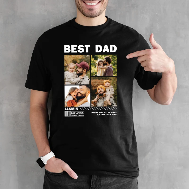 T-Shirt für Papas zum Vatertag, Geburtstag & Männertag in schwarz | Fotos & Text