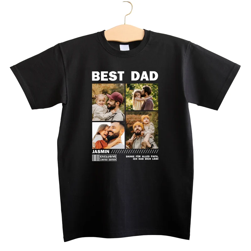 T-Shirt für Papas zum Vatertag, Geburtstag & Männertag in schwarz | Fotos & Text