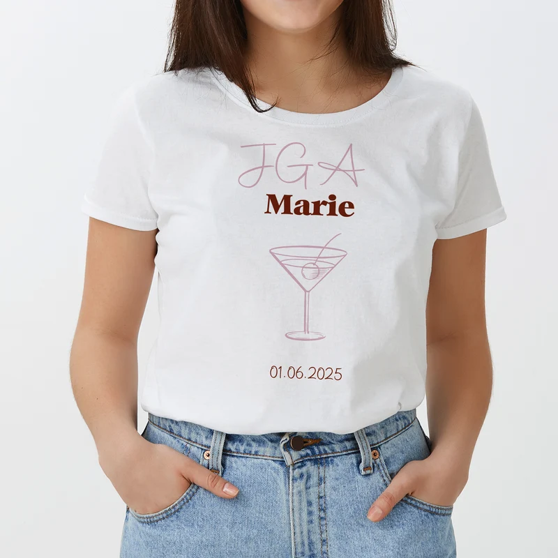 T-Shirt für den JGA | Personalisiert für Braut & Team Braut | Weiß