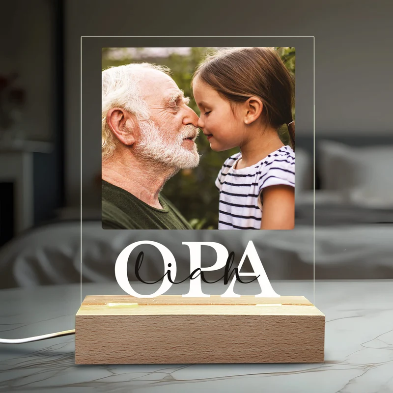 LED-Fotolampe für Opa mit eigenem Bild & Schriftzug | Geschenk für Opa