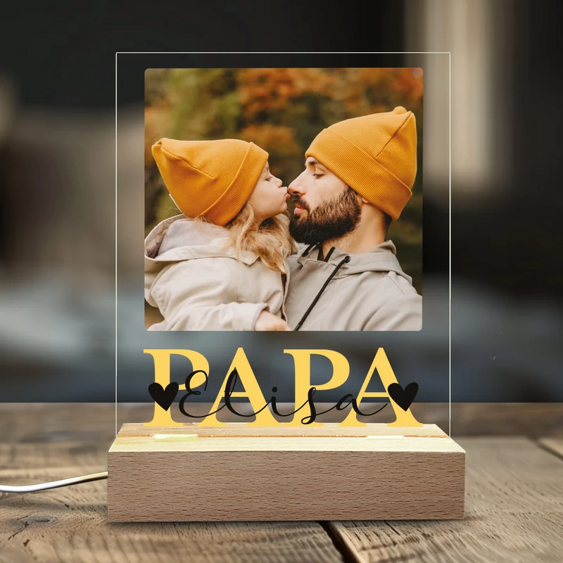 LED-Lampe für Papa personalisiert mit Foto & Wunschtext | Motiv zum Vatertag