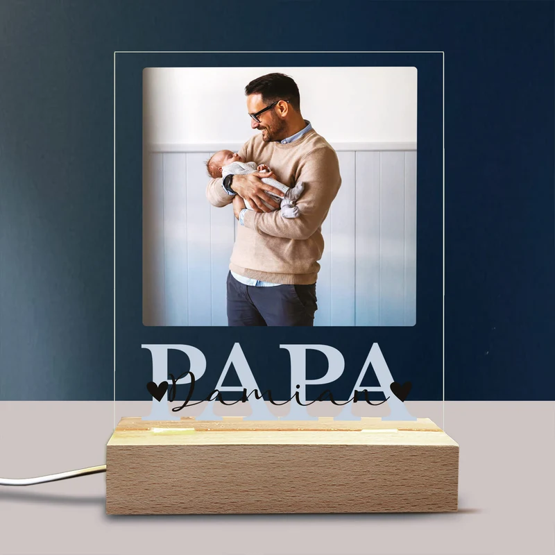 LED-Lampe für Papa personalisiert mit Foto & Wunschtext | Motiv zum Vatertag