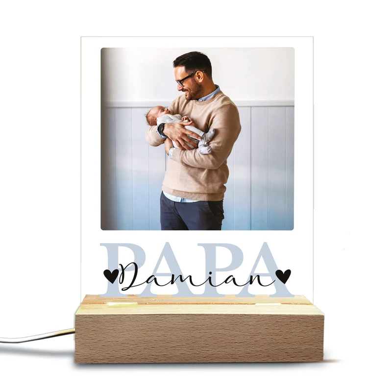LED-Lampe für Papa personalisiert mit Foto & Wunschtext | Motiv zum Vatertag
