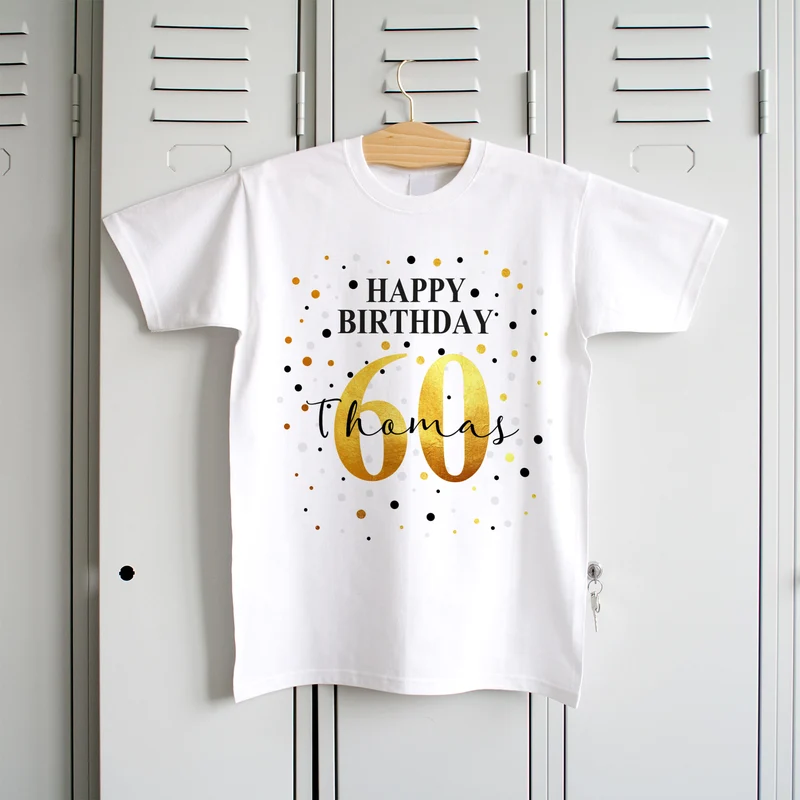 T-Shirt mit Geburtstags-Motiv personalisiert mit Alter & Name | Happy Birthday