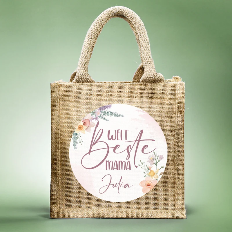 Personalisierte Jutetasche für die weltbeste Mama | Geschenktüte zum Muttertag