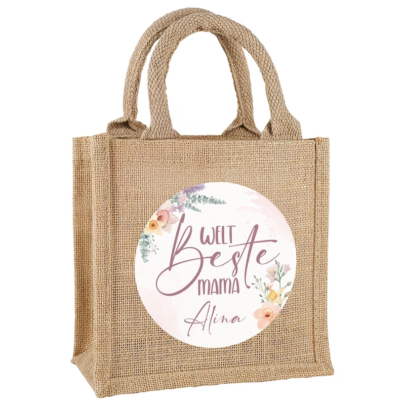 Personalisierte Jutetasche für die weltbeste Mama | Geschenktüte zum Muttertag