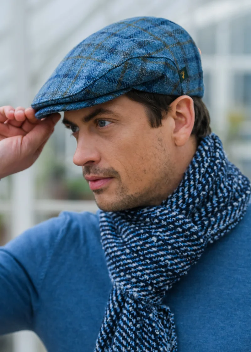 Mucros Kerry Cap | Premium Wool Flat Cap | Blue Check