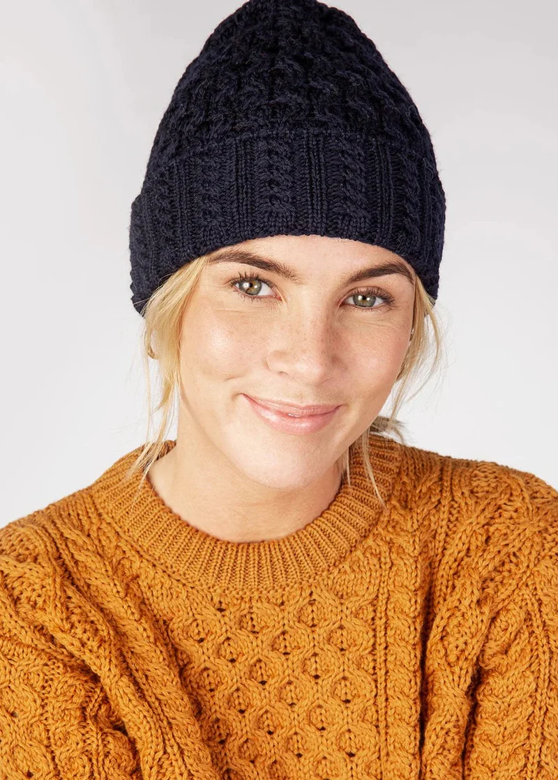 Aran Merino Wool Hat | Navy