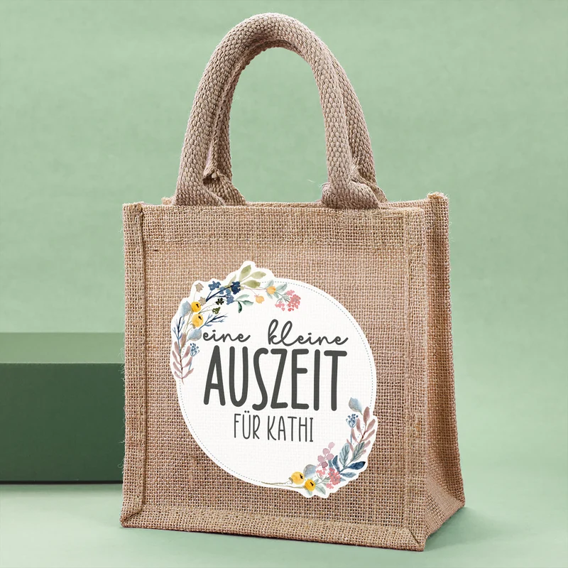 Personalisierte Jutetüte als Geschenktasche | Eine kleine Auszeit