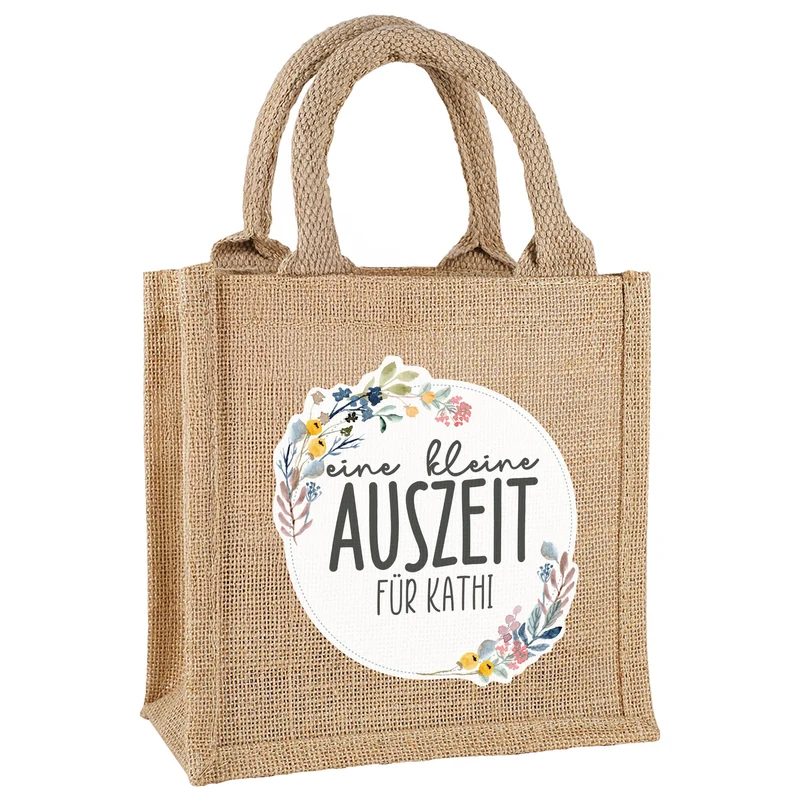 Personalisierte Jutetüte als Geschenktasche | Eine kleine Auszeit