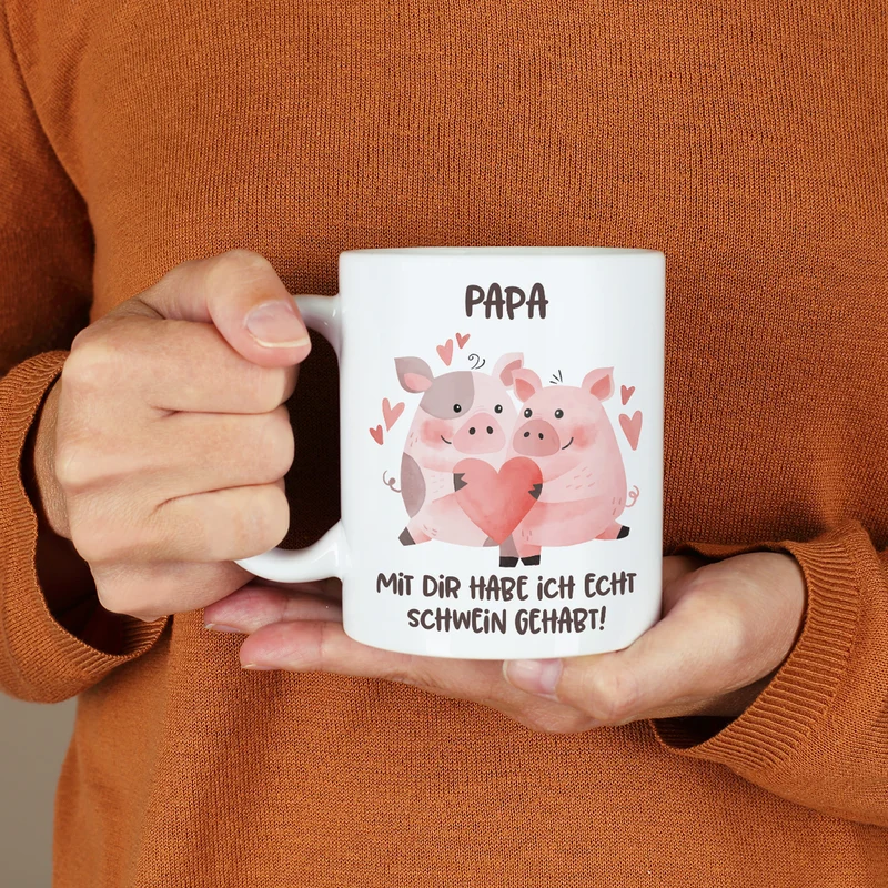 Tasse - Mit dir habe ich echt Schwein gehabt! - für Ihren Lieblingsmenschen