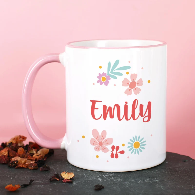 Tasse "Gönn dir mal ne Mauszeit" personalisiert mit Name | Rosa Rand & Henkel