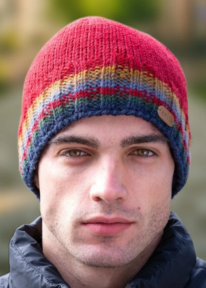 Erin Men's Rib Pullon Hat | Red