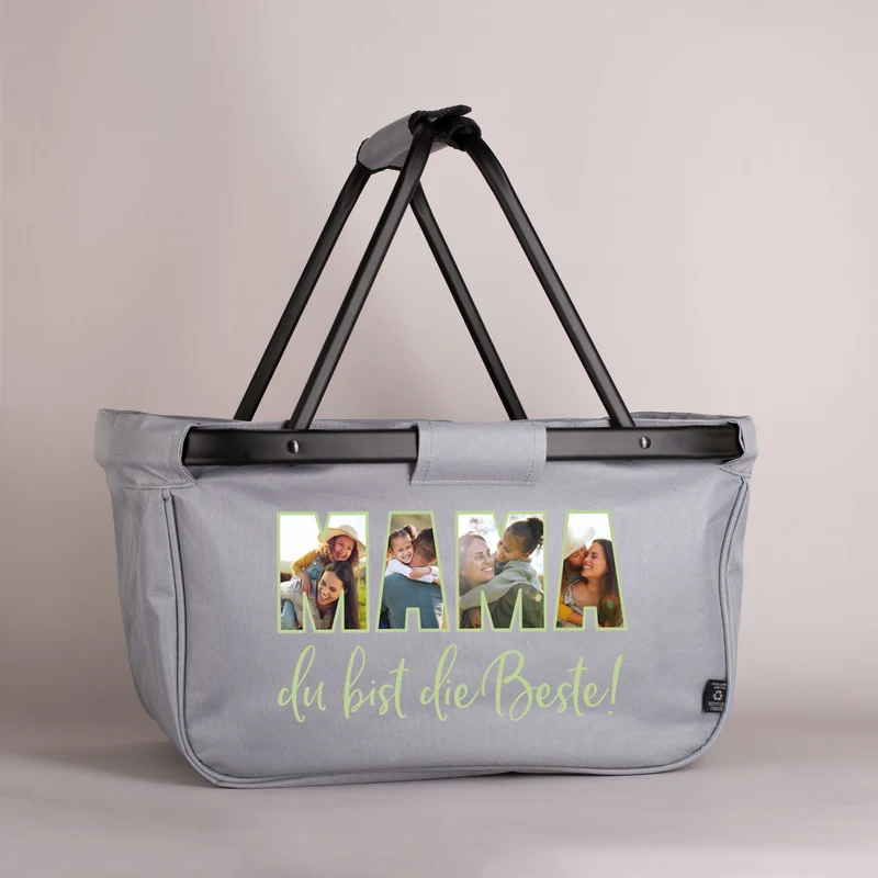 Einkaufskorb für Mütter "Mama du bist die Beste!" personalisierbar mit eigenen Fotos