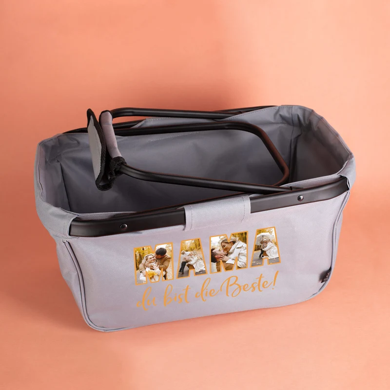 Einkaufskorb für Mütter "Mama du bist die Beste!" personalisierbar mit eigenen Fotos