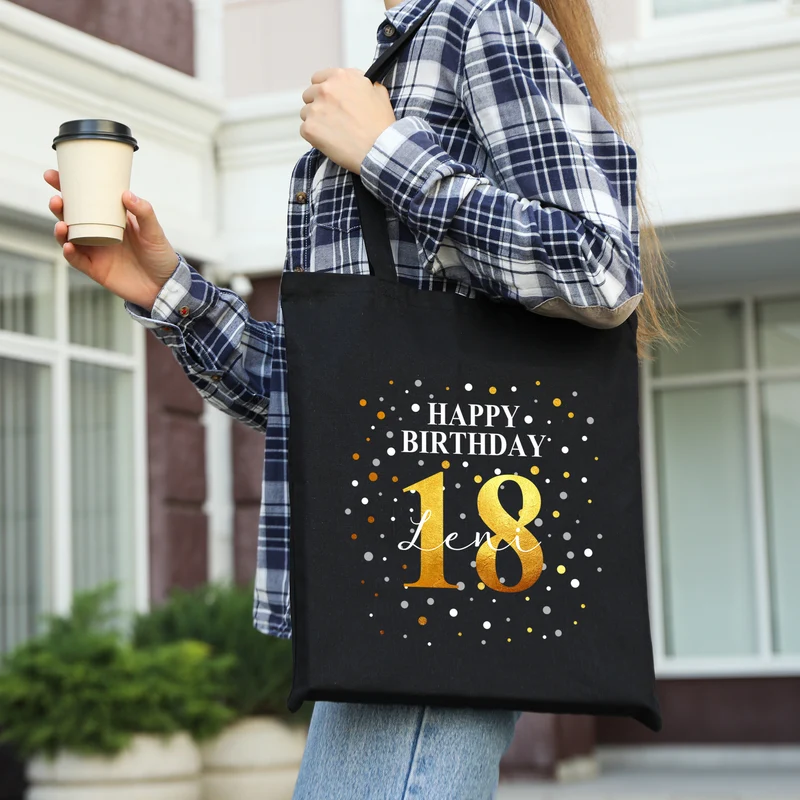 Personalisierte Geburtstagstasche "Happy Birthday" mit Name & Alter | Konfetti Motiv