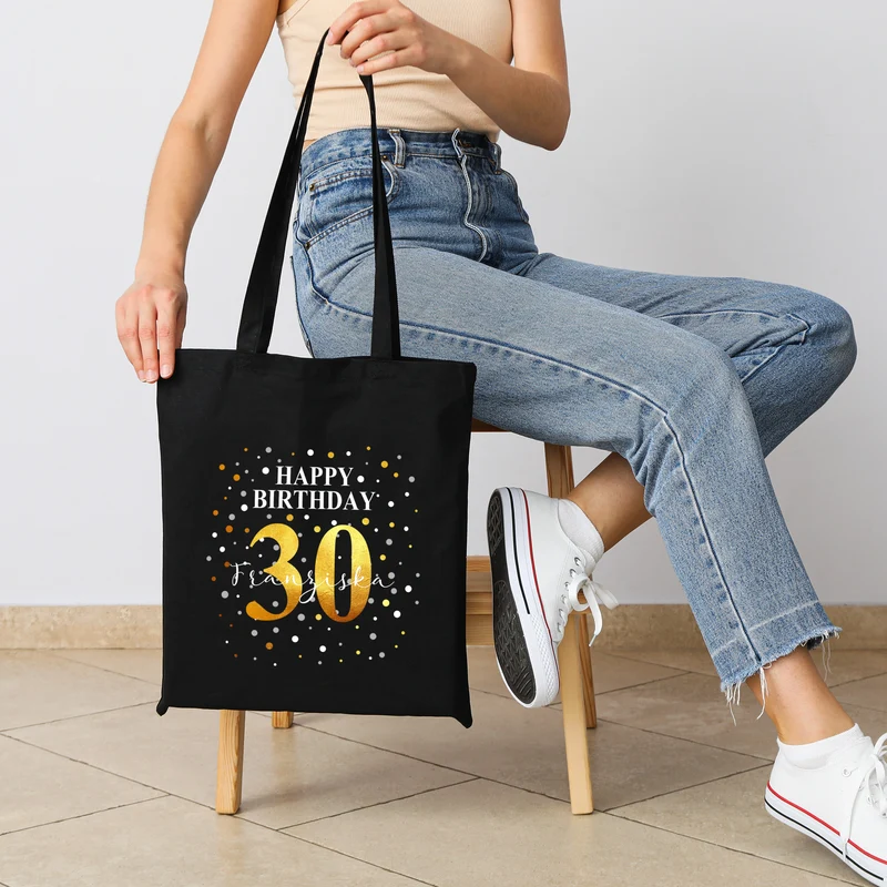 Personalisierte Geburtstagstasche "Happy Birthday" mit Name & Alter | Konfetti Motiv