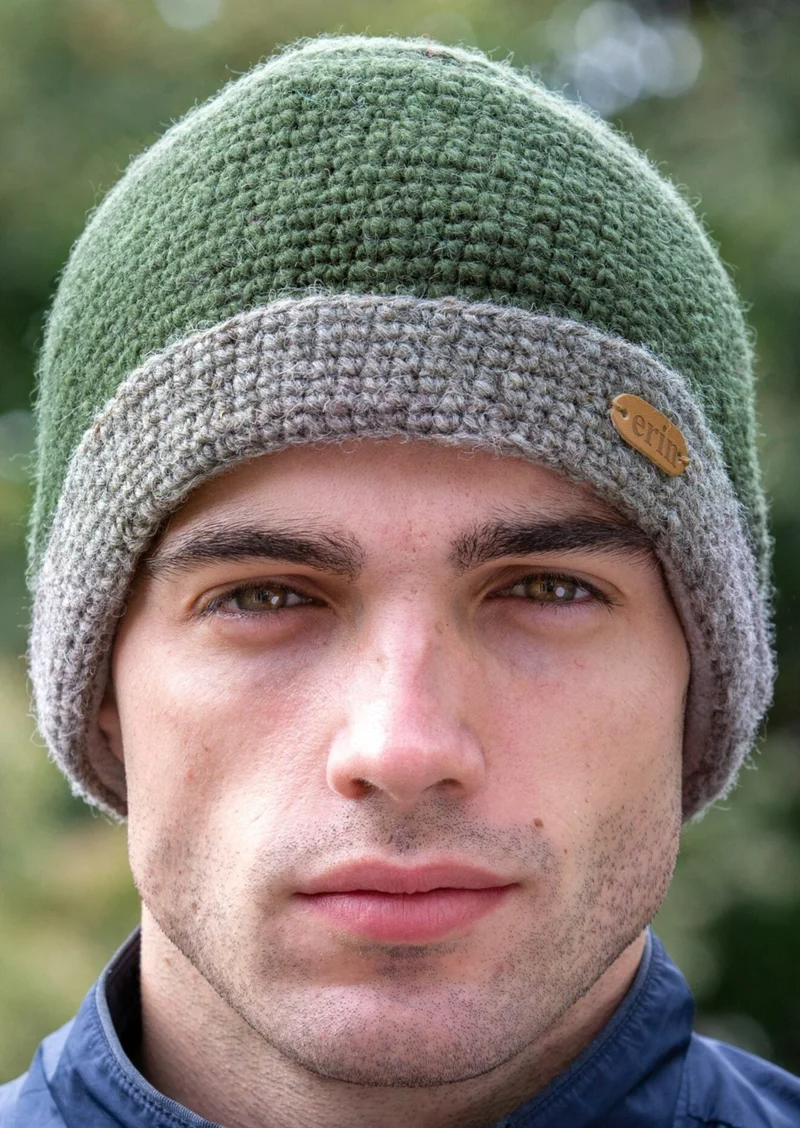 Erin Charcoal Rib Pullon Hat | Green Oatmeal