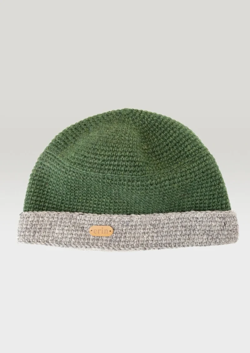 Erin Charcoal Rib Pullon Hat | Green Oatmeal