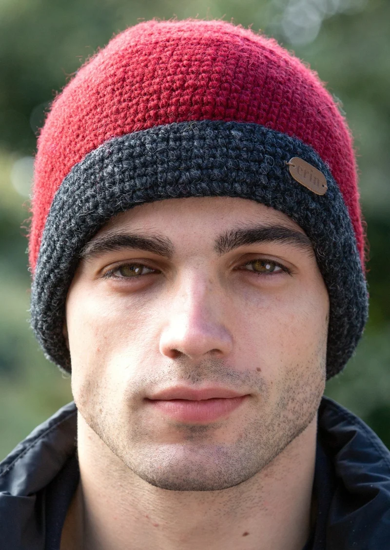 Erin Charcoal Rib Pullon Hat | Red Charcoal