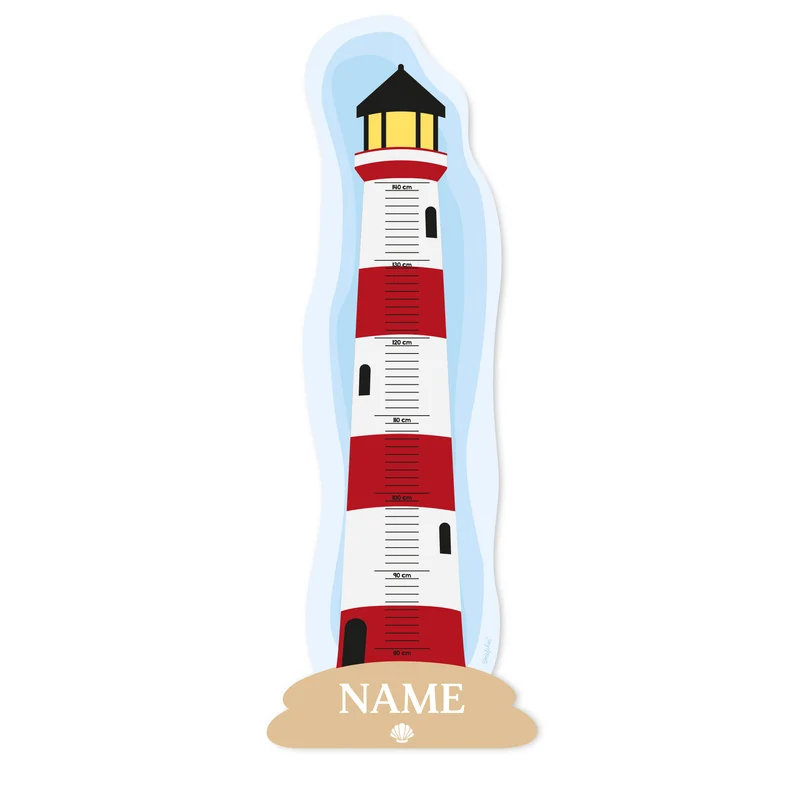 Wandtattoo Messlatte Leuchtturm mit Namensaufdruck für Kinderzimmer