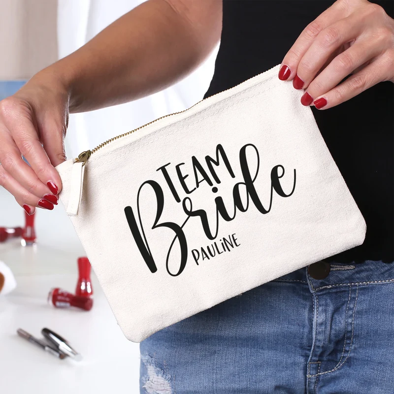 Beautycase mit Namensaufdruck | Team Bride | 5 Farben & Größenauswahl