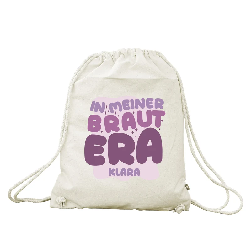 JGA Baumwoll-Rucksack mit Wunschname für die Braut-to-be | Schwarz & Natur