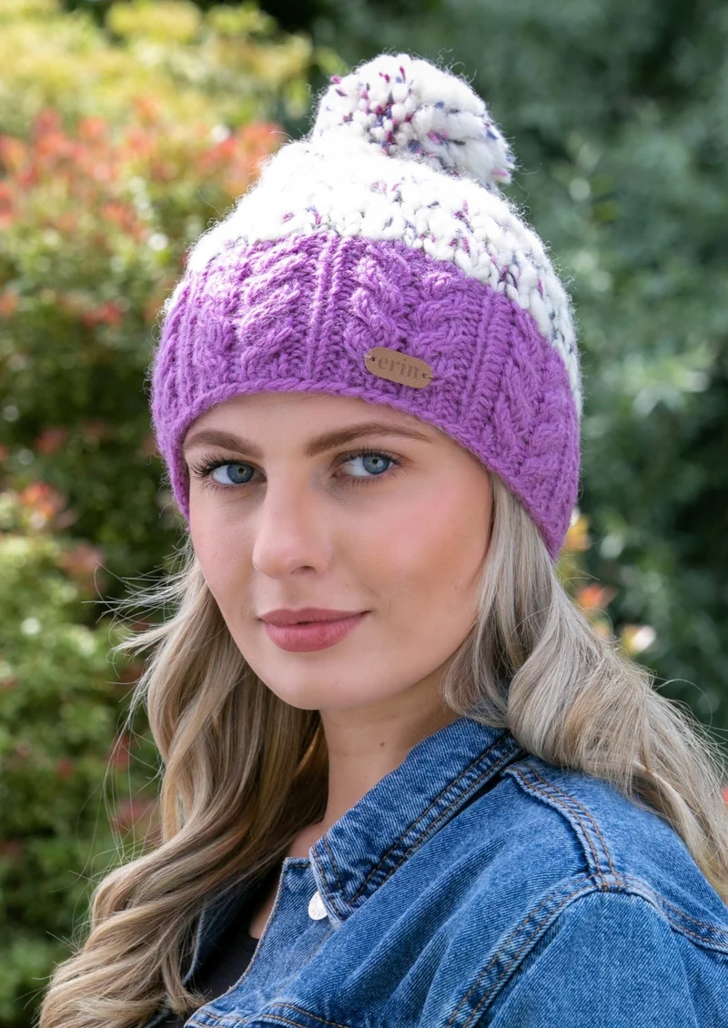 Erin Wool Bobble Flecked Lilac Hat