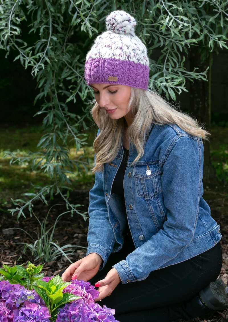 Erin Wool Bobble Flecked Lilac Hat