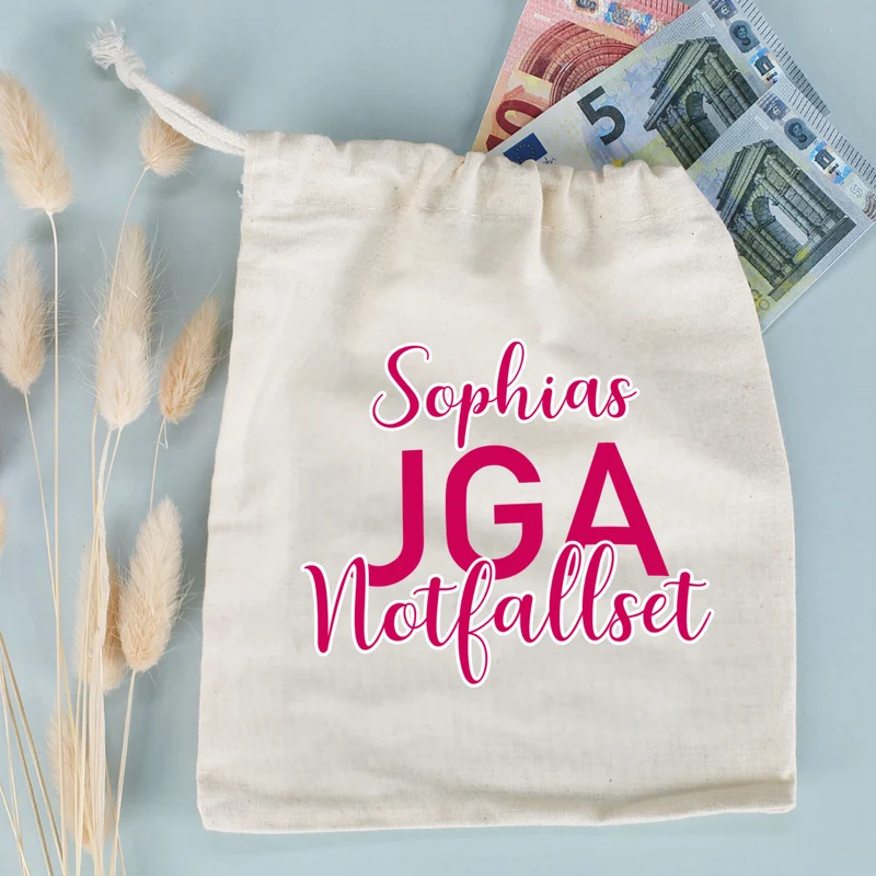 JGA Notfallset-Sack mit dem Namen der Braut | 2 Größen wählbar