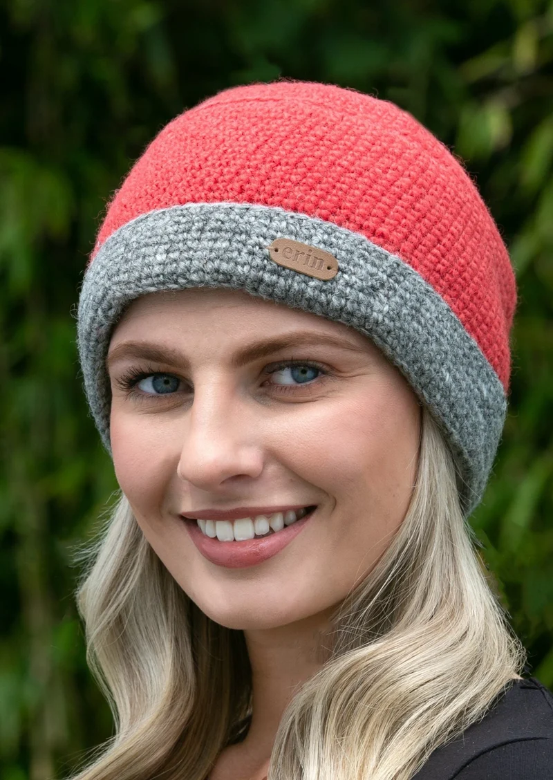 Erin Crochet Turn up Hat | Raspberry