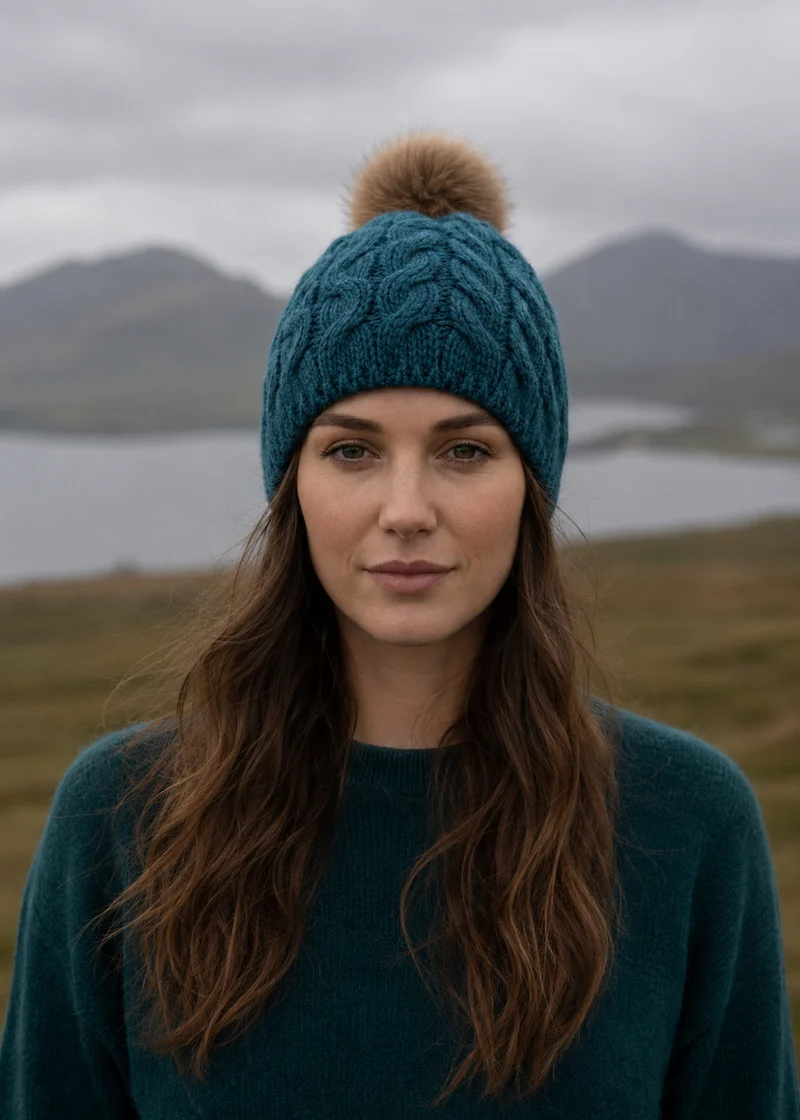 Aran Merino Wool Bobble Hat - Traditional Irish Knitwear