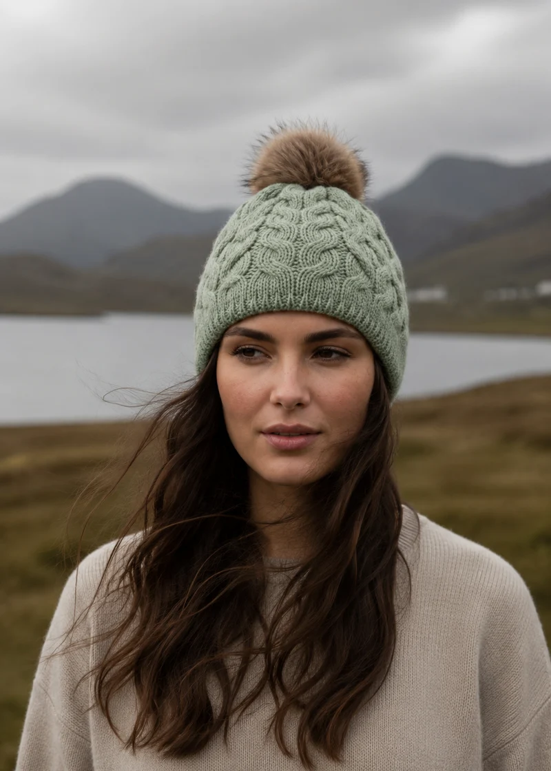 Aran Merino Wool Bobble Hat - Traditional Irish Knitwear