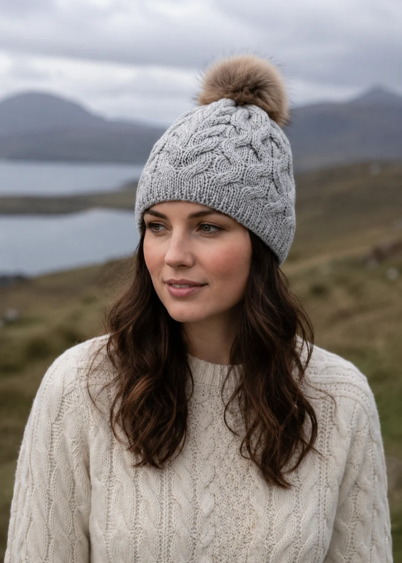 Aran Merino Wool Bobble Hat - Traditional Irish Knitwear