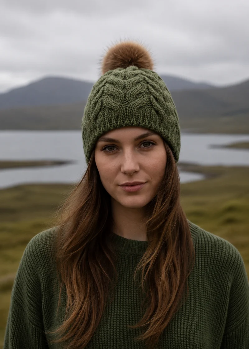 Aran Merino Wool Bobble Hat - Traditional Irish Knitwear