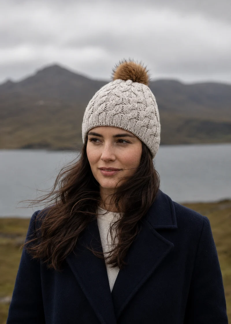 Aran Merino Wool Bobble Hat - Traditional Irish Knitwear