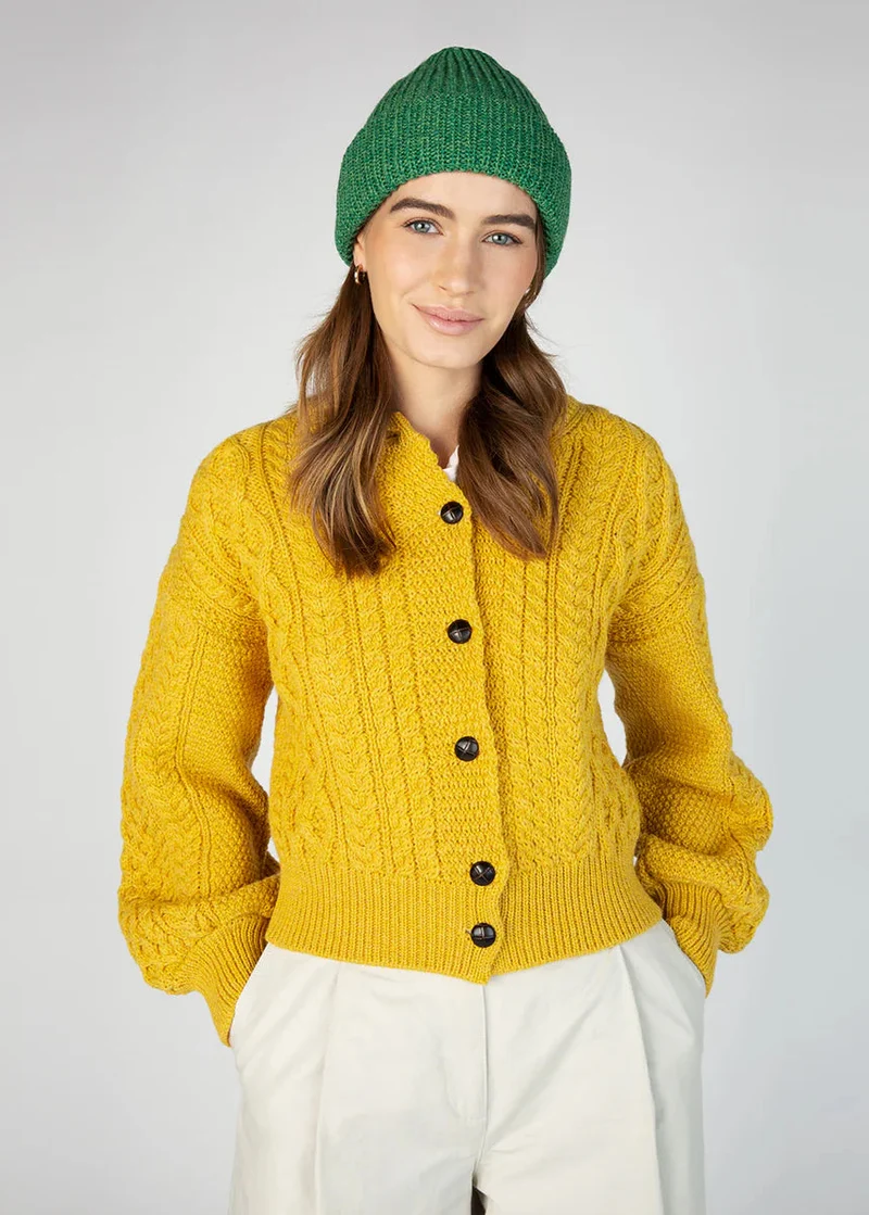 Zinnia Chunky Knit Merino Wool Hat | Green Marl
