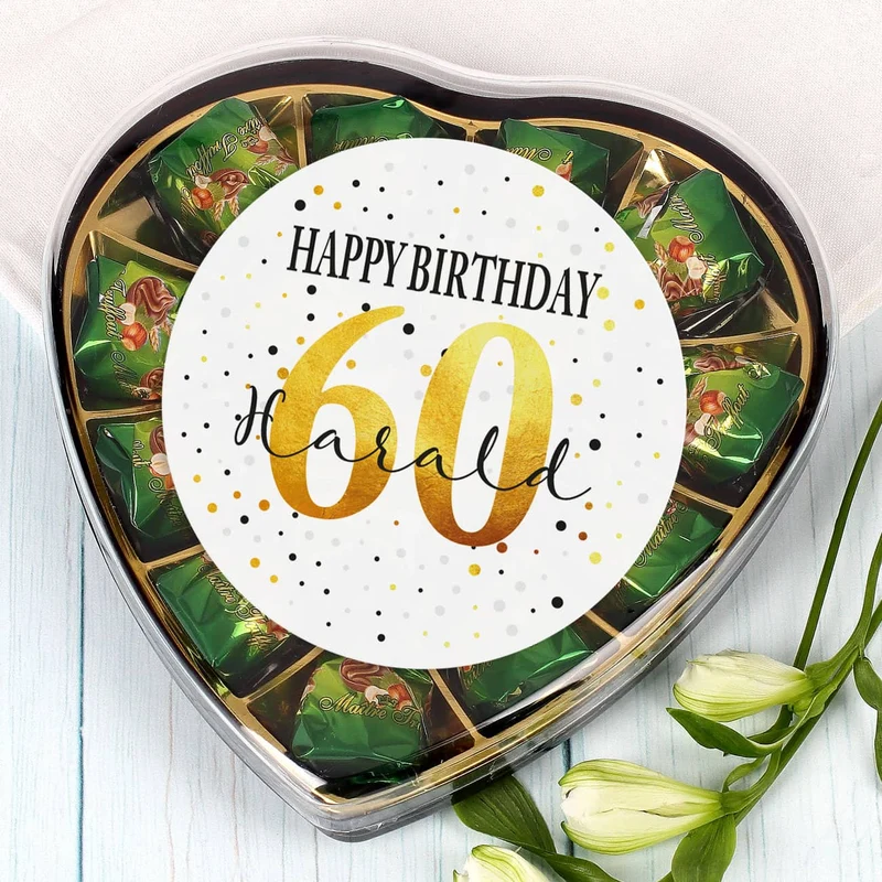 Pralinenherz zum Geburtstag mit Alter und Name