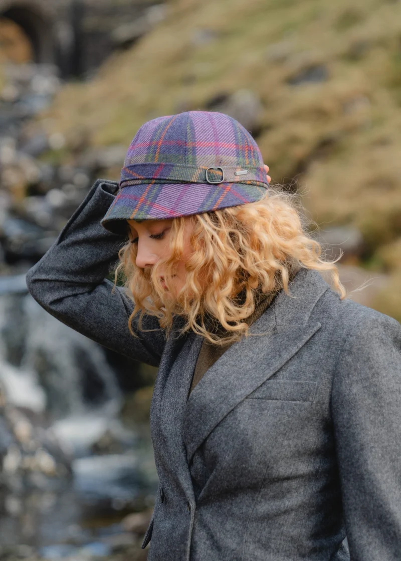 Irish Ladies Tweed Hat | Purple Green Plaid