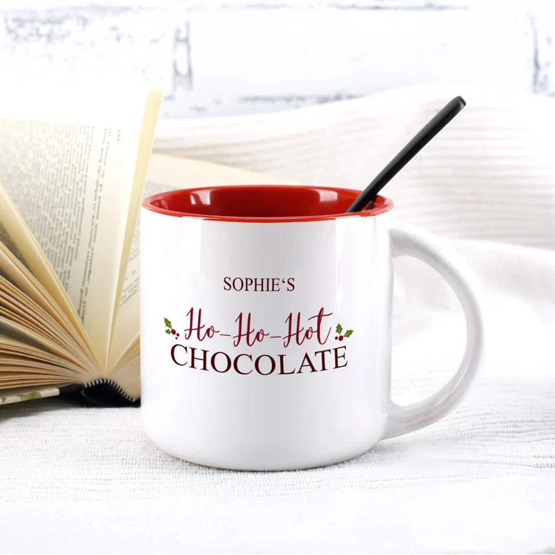 Große weihnachtliche Tasse - Ho-Ho-Hot Chocolate - mit Ihrem Namen