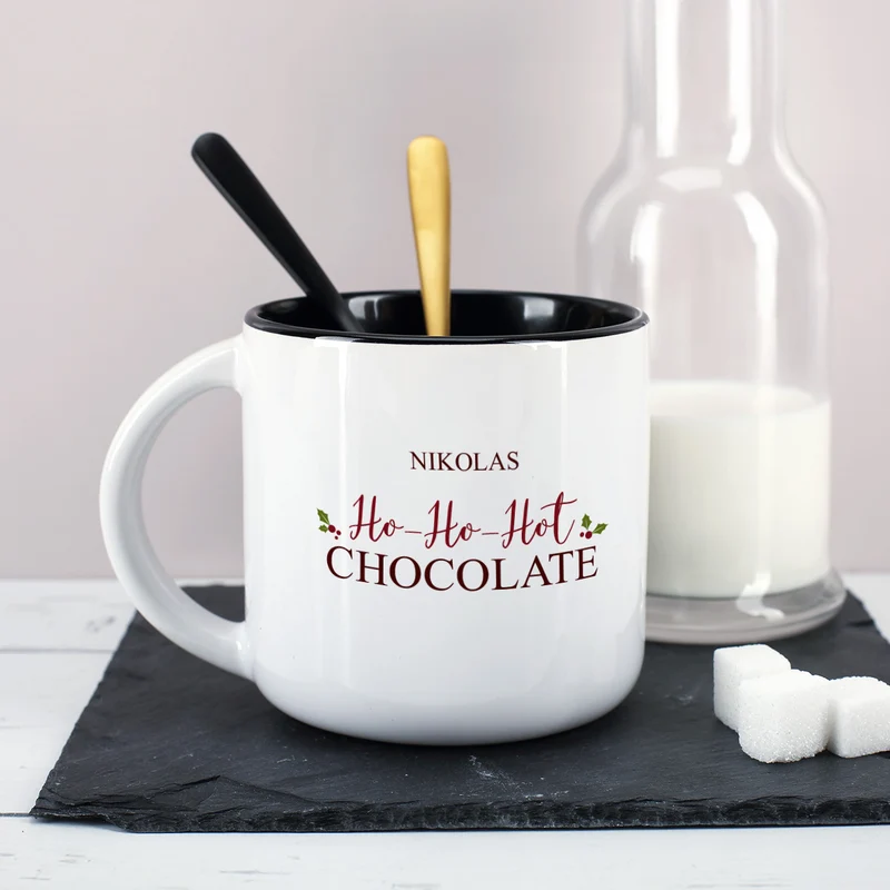 Große weihnachtliche Tasse - Ho-Ho-Hot Chocolate - mit Ihrem Namen