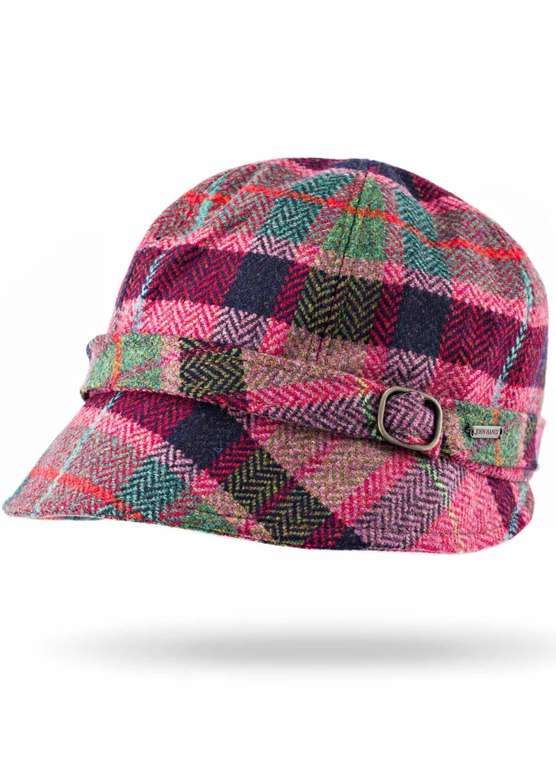 Irish Ladies Tweed Hat | Pink & Navy Plaid